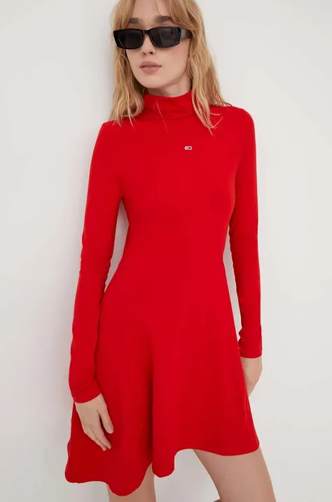 Tommy Jeans sukienka kolor czerwony mini rozkloszowana