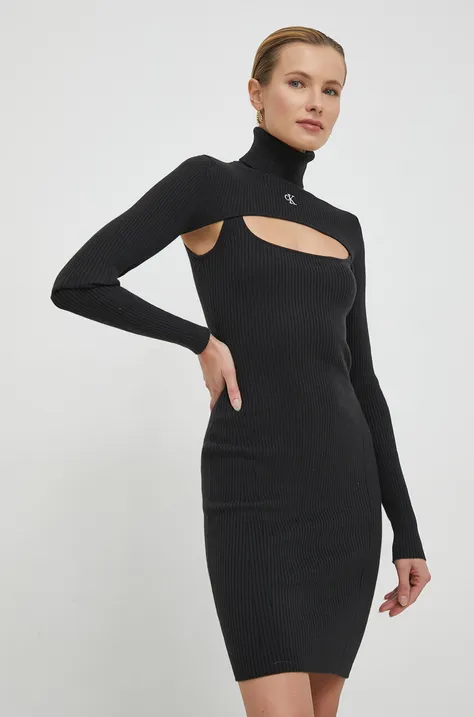 Calvin Klein Jeans rochie culoarea negru, mini, mulată J20J222515