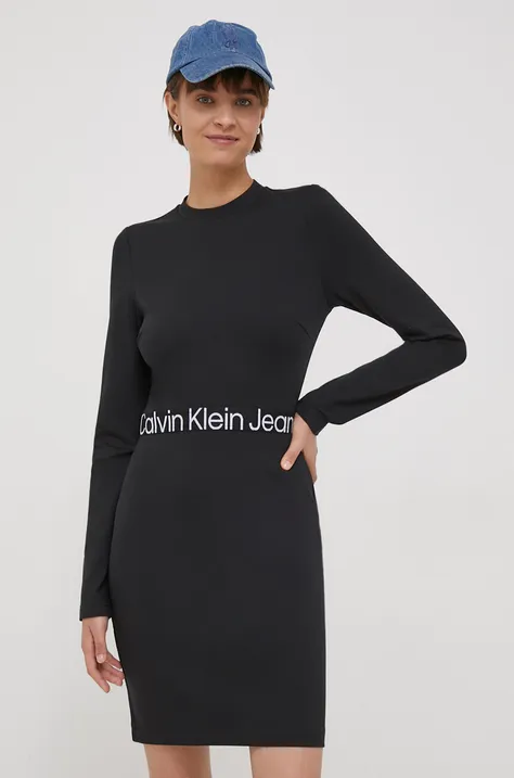 Φόρεμα Calvin Klein Jeans χρώμα: μαύρο