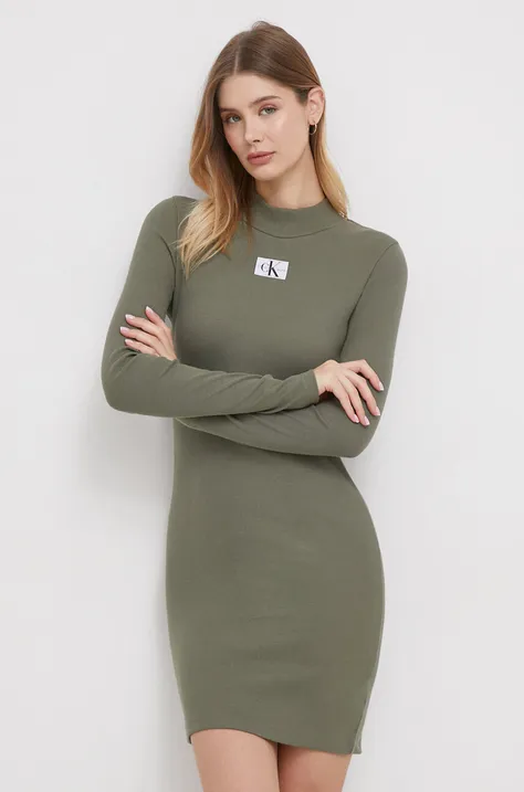 Φόρεμα Calvin Klein Jeans χρώμα: πράσινο