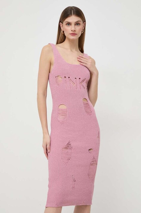 Pinko rochie culoarea roz, midi, mulată