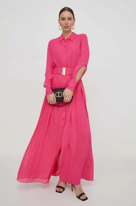 Pinko rochie culoarea roz, maxi, evazati