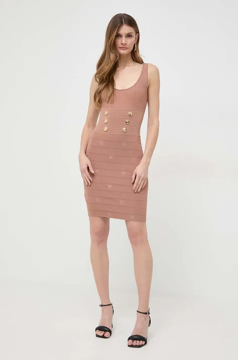 Сукня Pinko колір коричневий mini облягаюча