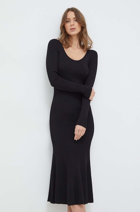 Pinko rochie culoarea negru, maxi, mulată