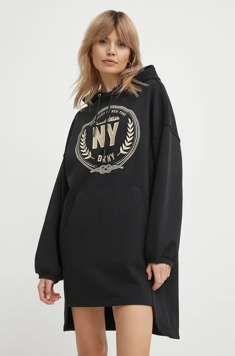 Хлопковое платье Dkny цвет чёрный mini oversize D2A4B053