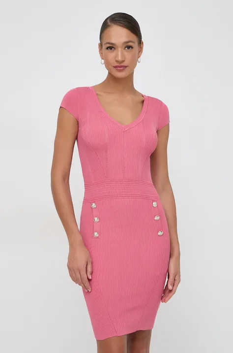 Marciano Guess sukienka kolor różowy mini dopasowana