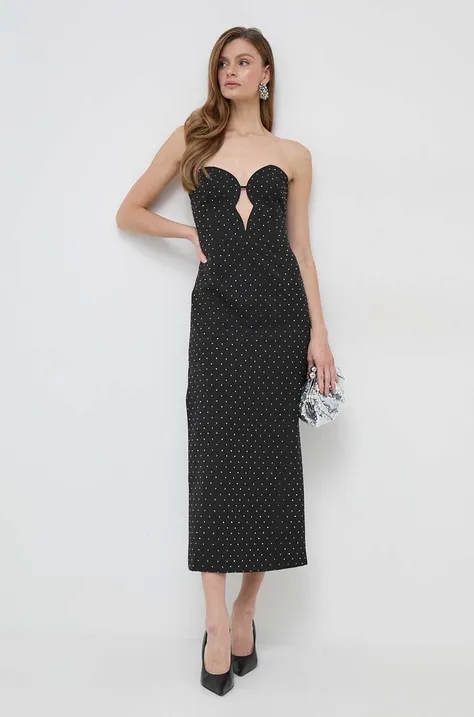 Сукня Bardot колір чорний midi облягаюча