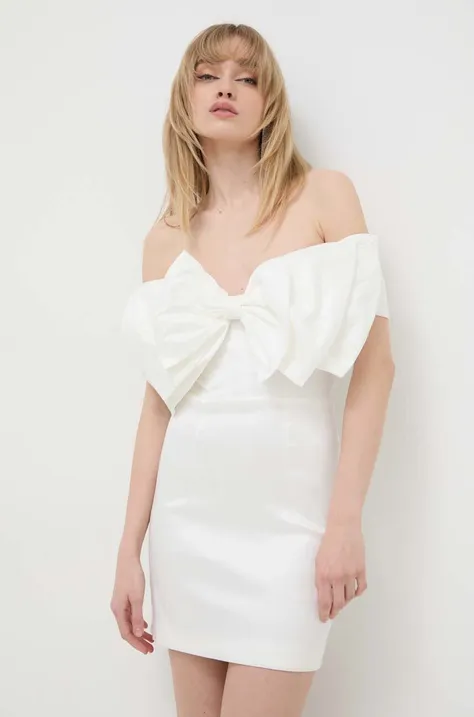 Bardot sukienka kolor biały mini dopasowana