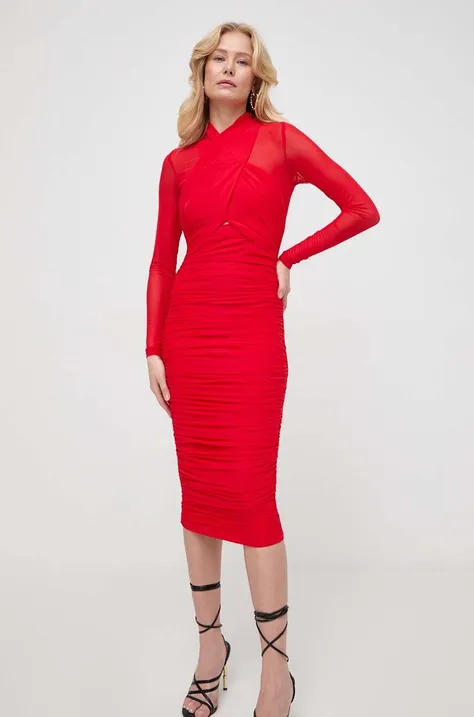 Bardot ruha piros, mini, testhezálló