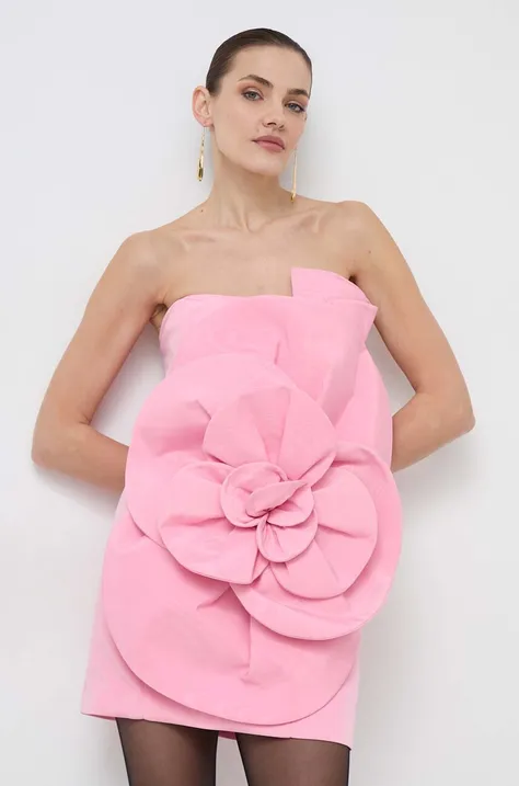 Рокля Bardot в розово къса със стандартна кройка