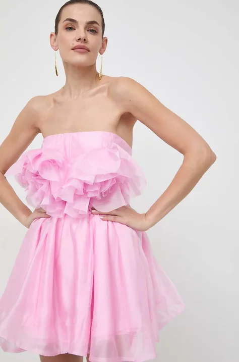Haljina Bardot boja: ružičasta, mini, širi se prema dolje