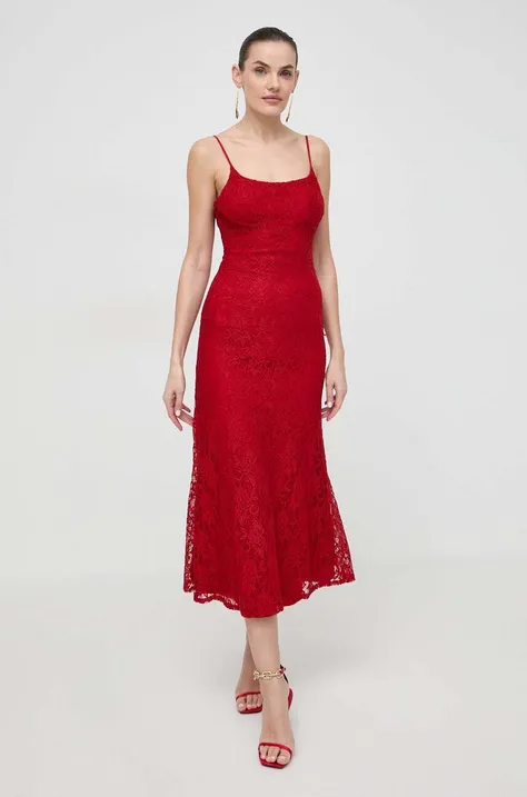 Сукня Bardot колір червоний maxi облягаюча