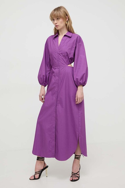 Twinset rochie din bumbac culoarea violet, maxi, dreaptă