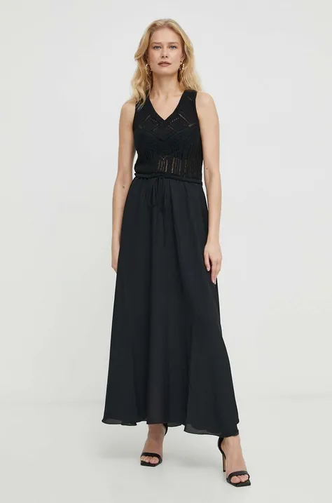 Сукня Twinset колір чорний maxi розкльошена