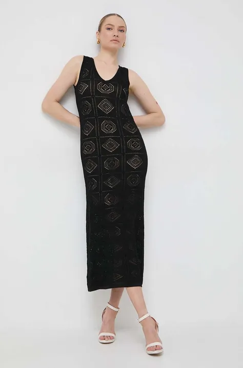 Twinset sukienka kolor czarny maxi dopasowana