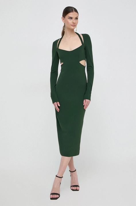 Patrizia Pepe rochie culoarea verde, midi, mulata