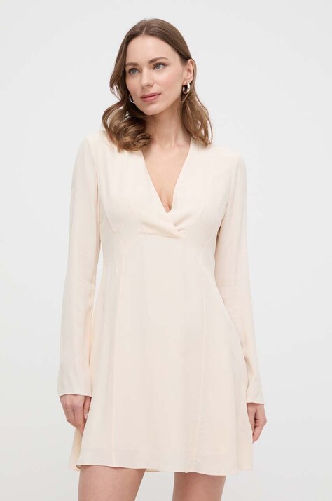Patrizia Pepe rochie culoarea bej, mini, evazată
