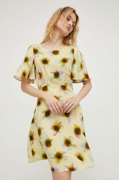 Šaty PS Paul Smith žlutá barva, mini, W2R.559D.M31156