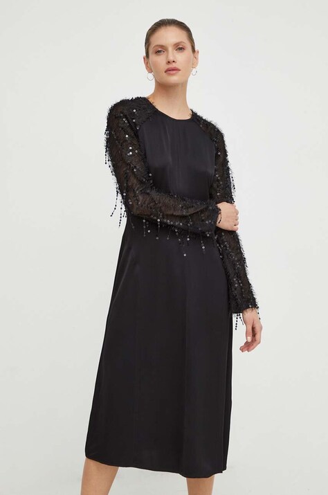 Day Birger et Mikkelsen rochie culoarea negru, midi, evazată