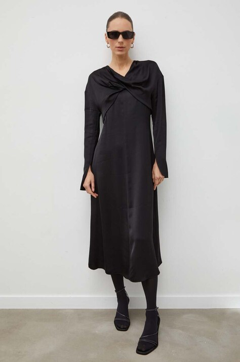 Day Birger et Mikkelsen rochie culoarea negru, midi, evazată