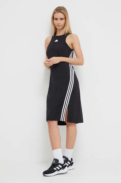 Haljina adidas boja: crna, midi, ravna