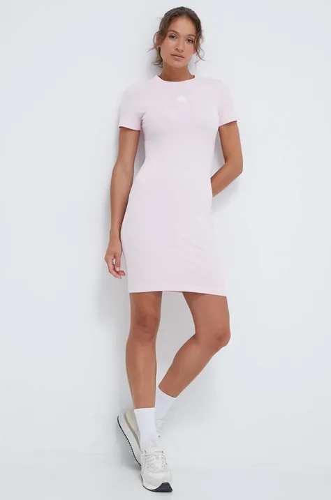 Haljina adidas boja: ružičasta, mini, uska