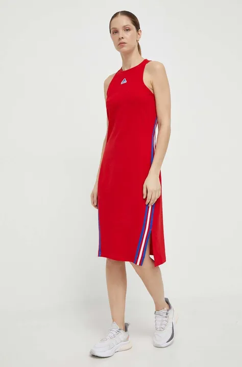 Φόρεμα adidas χρώμα: κόκκινο, IS8341