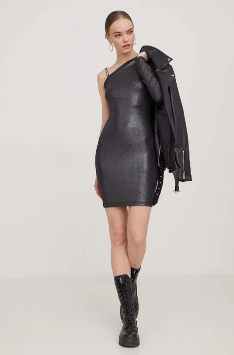 Karl Lagerfeld Jeans sukienka kolor szary mini dopasowana