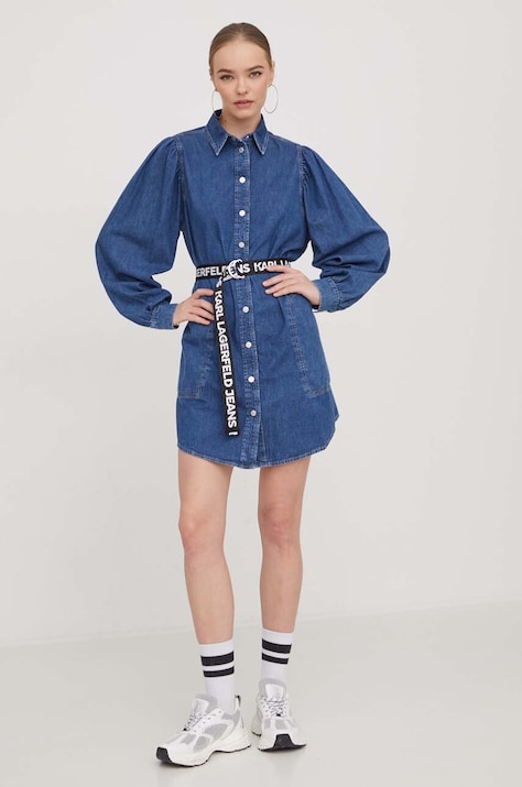 Karl Lagerfeld Jeans rochie din denim mini, dreaptă