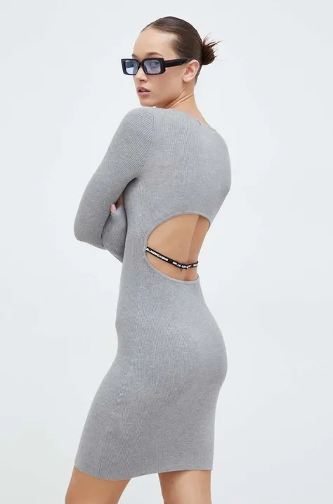 Karl Lagerfeld Jeans sukienka bawełniana kolor szary mini prosta