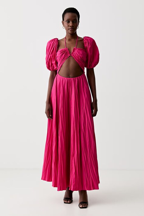 Luisa Spagnoli sukienka RUNWAY COLLECTION kolor różowy maxi rozkloszowana 541115