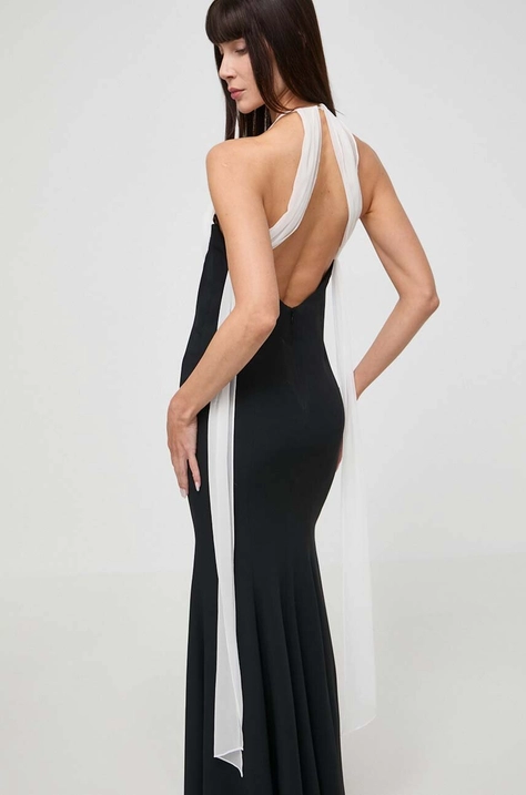 Luisa Spagnoli rochie din amestec de matase PENDENTE culoarea negru, maxi, evazati, 540714