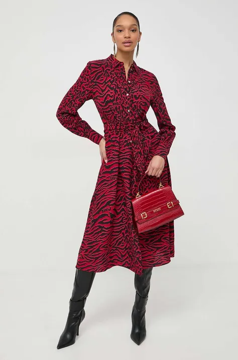 Сукня Karl Lagerfeld колір червоний midi розкльошена