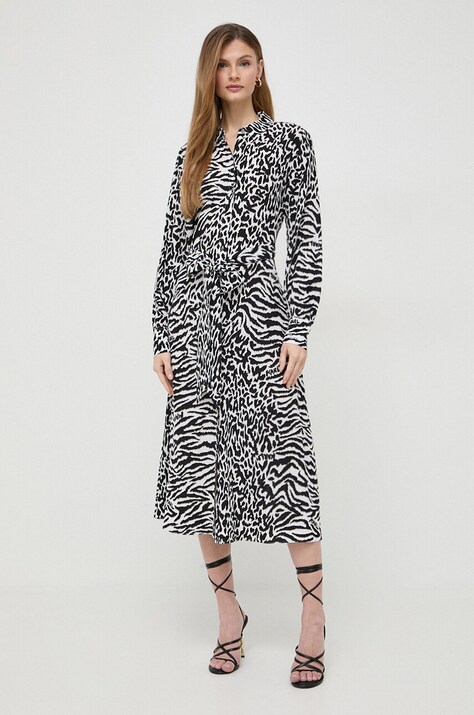 Karl Lagerfeld rochie culoarea negru, midi, evazată