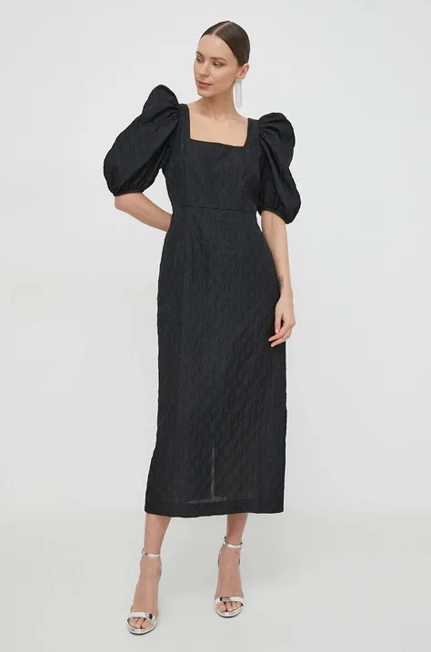 Custommade sukienka kolor czarny midi rozkloszowana