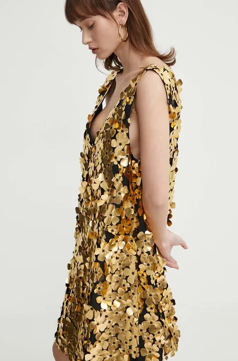 Šaty Stine Goya zlatá farba, mini, áčkový strih