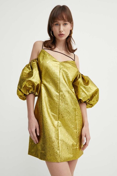 Stine Goya rochie culoarea galben, mini, dreaptă SG5549