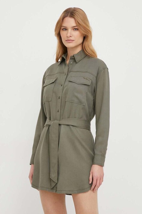 Pepe Jeans rochie Beate culoarea verde, mini, dreaptă