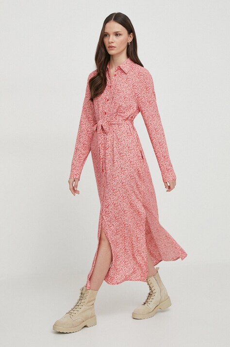Pepe Jeans rochie BROOKE culoarea rosu, maxi, dreaptă