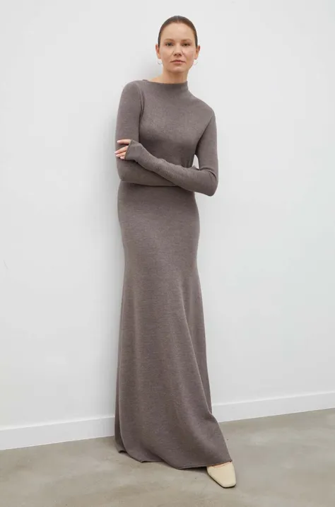 Вовняна сукня Lovechild колір сірий maxi пряма