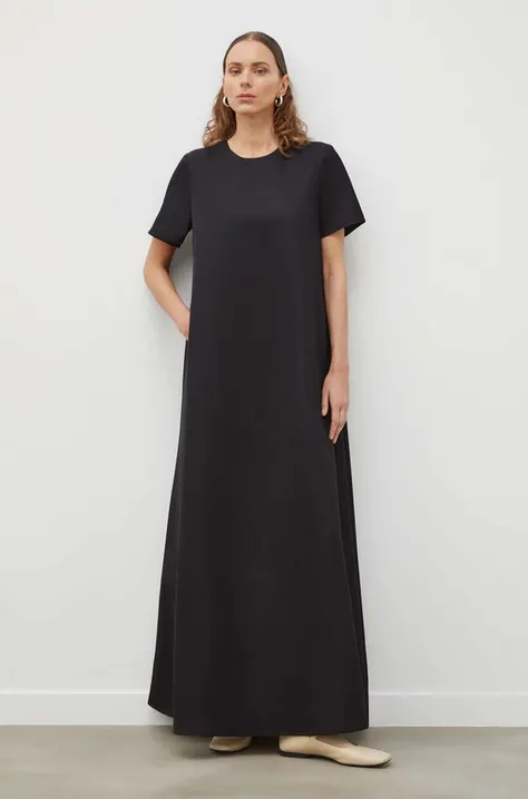 Lovechild sukienka z domieszką wełny kolor czarny maxi rozkloszowana