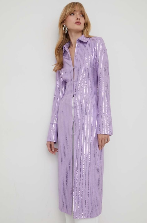 Stine Goya rochie culoarea violet, midi, mulată SG5709