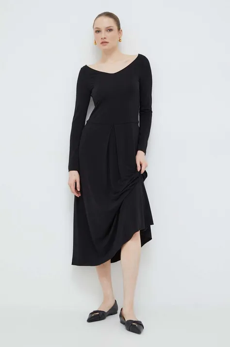 Платье Max Mara Leisure цвет чёрный midi расклешённая