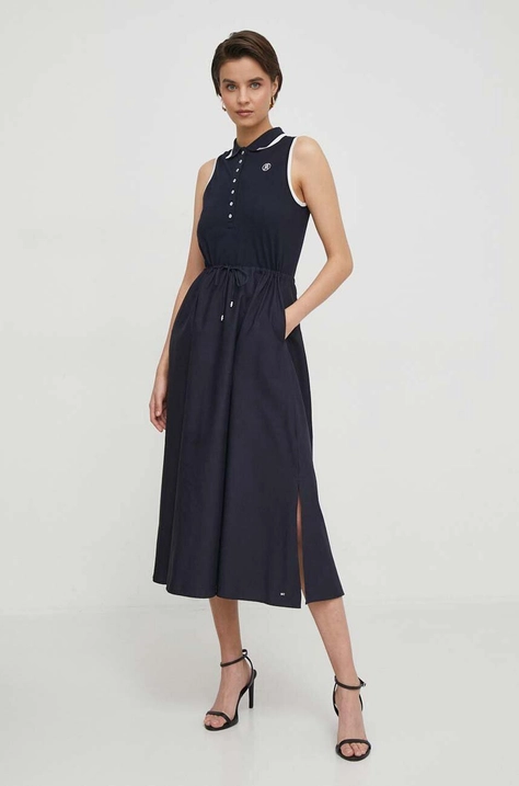 Tommy Hilfiger rochie culoarea bleumarin, midi, evazați WW0WW41272