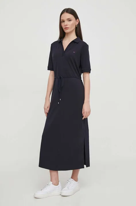 Tommy Hilfiger rochie culoarea bleumarin, midi, evazați WW0WW41278