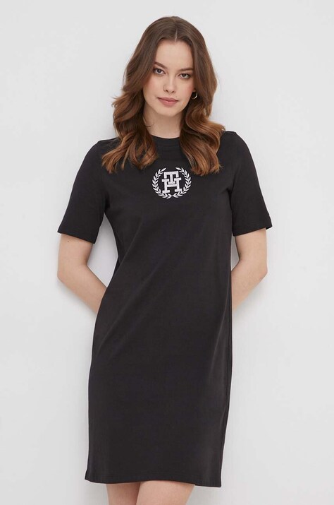 Tommy Hilfiger sukienka bawełniana kolor czarny mini prosta WW0WW41757