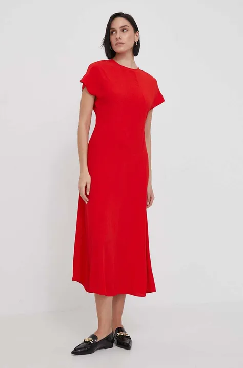 Šaty Tommy Hilfiger červená barva, maxi, WW0WW41869