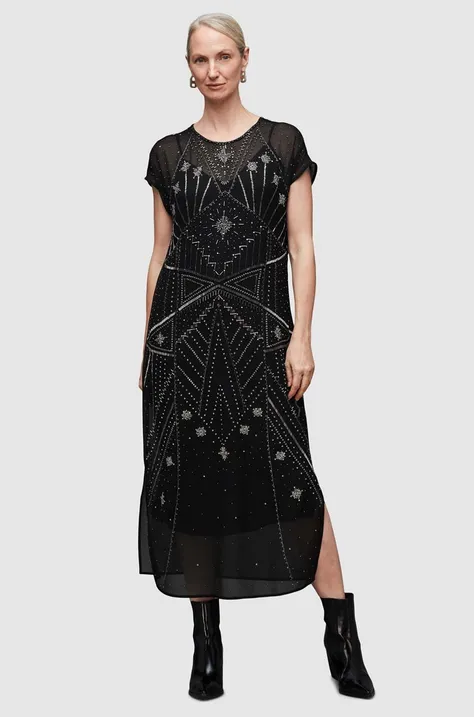 Φόρεμα AllSaints Etta χρώμα: μαύρο