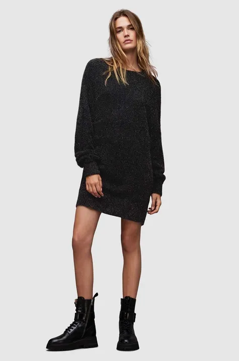 Haljina AllSaints Dazzle boja: crna, mini, oversize