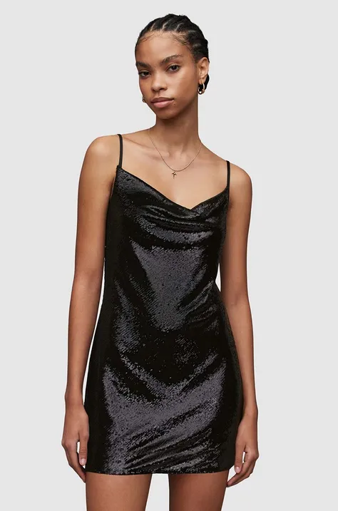 Φόρεμα AllSaints Haddi χρώμα: μαύρο